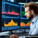 Home 22 주식 트레이딩을 통한 수익 아이디어 - A professional Dutch investor calmly analyzing stock market data on multiple high-resolution compute...